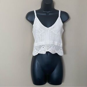 H&M Cream Crochet Cropped Tank Top